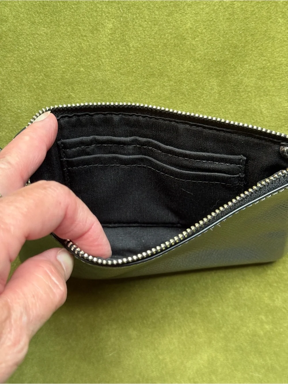 Coach Crossgrain Corner Zip Wristlet in Gunmetal